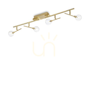 Plafond Ideallux Maracas PL4 mässing glas 70 cm 200354