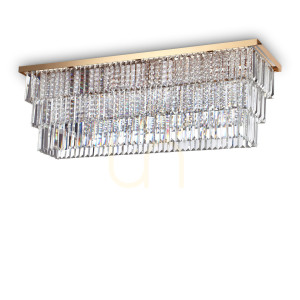 Plafond Ideallux MARTINEZ PL8 ORO guld kristall 103 cm 213569
