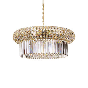 Pendellampa Ideallux Nabucco SP16 guld glas/metall 70 cm 237800