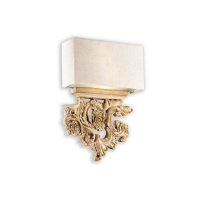 Vägglampa Ideallux Peter AP2 natur trä/tyg 2xE14 SKU 075211