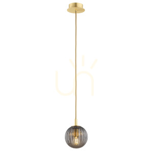 Taklampa Argon Paloma 8512 rökfärgad glas borstad mässing E14 IP20