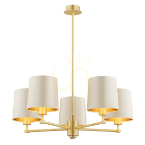 Ljuskrona ARGON Princeton beige mässing 5xE27 IP20 2187