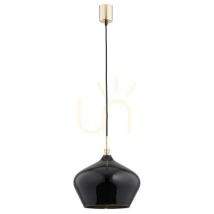Taklampa ARGON IRUN svart glas mässing E27 4278