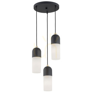 Taklampa Argon Burgos 3xE27 vit opal glas svart mässing 1467