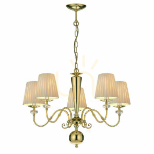 Pendellampa Antigo Lilosa 5-ljus polerad mässing 75 cm 8679