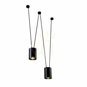 Pendellampa Antigo VIWIN 2 svart stål 200 cm LED ES111 9021