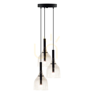 Pendellampa Antigo Botor O 3 svart transparent glas 20 cm 5097