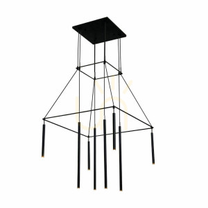 Pendellampa Antigo Alha H 9010 svart 8 ljus 75 cm LED G9