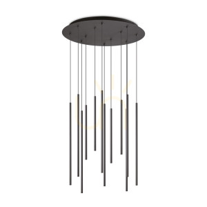 Pendellampa Ideallux Look svart 12-ljus LED 60 cm 341095