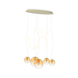 Taklampa Ideallux MAPA CLEAR SP5 Ambra 346588 bärnstensfärgad 5-ljus