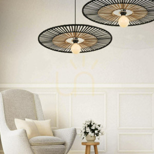 Pendellampa Zambelis svart bambu metall E27 Ø40 cm