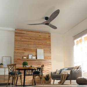 Zambelis takfläkt plafond svart matt träblad 152 cm