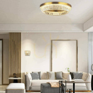 Plafond Zambelis LED 55W 3000K antik mässing 80 cm metall kristall