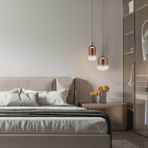 Zambelis Pendellampa LED 12W 3000K svart kopparglas 15 cm