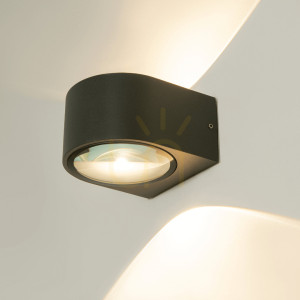 Utomhusvägglampa LED 2x5w 3000k Aluminium Grafit ZAMBELIS