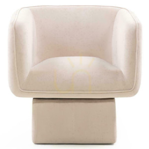 MAREL Snurrfåtölj ljusbeige med sammet