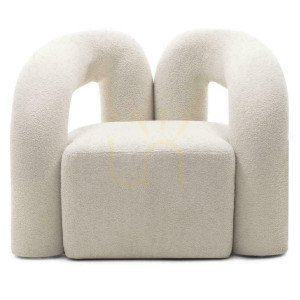 SELLEL stoppad fåtölj ljusbeige boucle