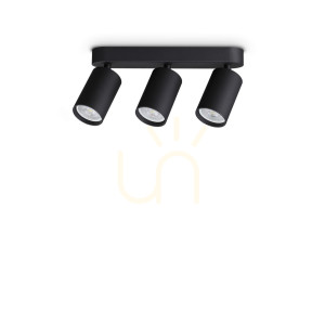 Plafond Ideallux DYNAMITE 371252 svart 3xGU10 Ø27,5 cm