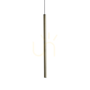 Pendellampa Ideallux LOOK mässing glas Ø8 cm 3000K 371054