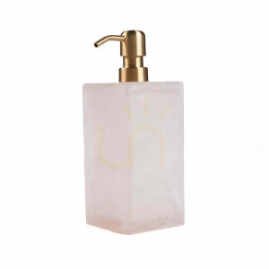 Tvålpump i harts rosa vit handgjord 8 cm x 21 cm