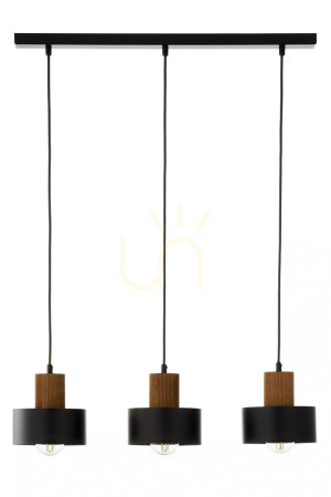 Pendellampa Sigma RIF WOOD 3 svart/brun E27 41862