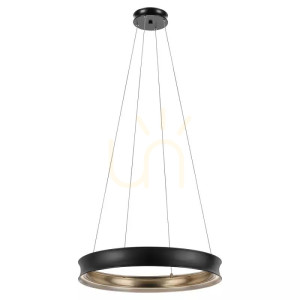 Larousse 75⌀ LED-pendellampa – svart, mässing – KICHLER
