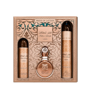 Zestaw Lattafa Fakhar Lattafa Woda perfumowana 100ml + Odświeżacz powietrza 300ml + Dezodorant spray 200ml