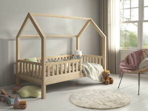 Lit cabane avec matelas PINO