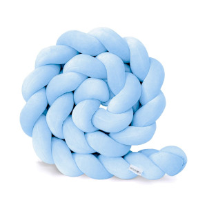 Ochraniacz do łóżeczka warkocz 3 pasma welurowy / baby blue