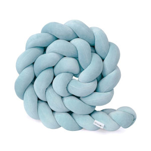 Ochraniacz do łóżeczka warkocz 3 pasma welurowy / ice blue