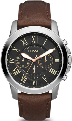 Zegarek Fossil FS4813 / GRANT Brown Leather Strap 44mm / męski