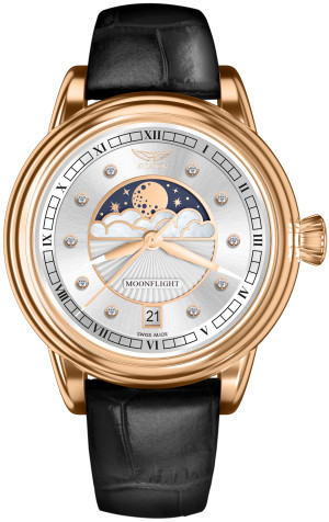 Zegarek Aviator V.1.33.2.382.4 / Douglas Moonflight Silver Diamonds / damski