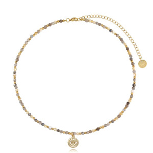 Biżuteria damska By Dziubeka NSC0449 / Naszyjnik beżowy z kamieniami naturalnymi Latifa