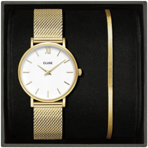 Zegarek Cluse CG10215 / Minuit White & Flat Snake Gold Gift Box / damski