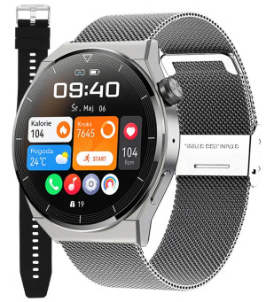 Zegarek Enter SAT.111.1411.534-SET / Smart Srebrny na Bransolecie Mesh zestaw z Paskiem / unisex