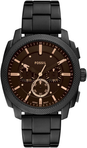 Zegarek Fossil FS6097 / Machine Chronograph Black Stainless Steel 44mm / męski