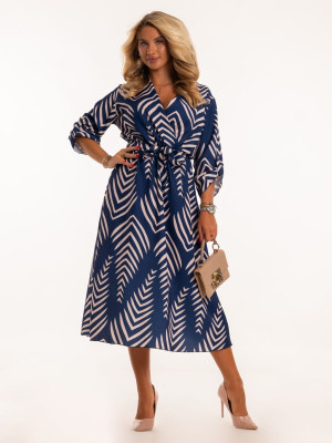 Sukienka kopertowa midi. Plus Size. Kolor Granatowy