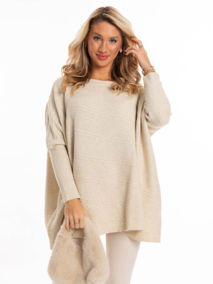 Sweter oversize romby - latte