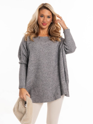 Sweter oversize romby - szary