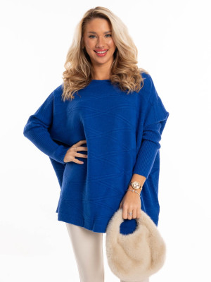 Sweter oversize romby - szafir