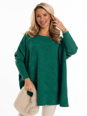 Sweter oversize romby - szmaragd
