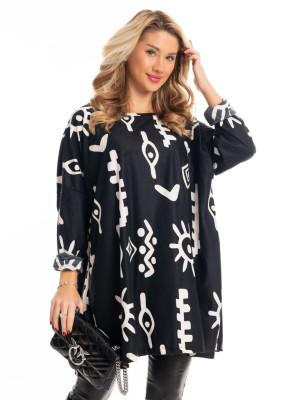 PROMOCJA. Bluzka we wzory plus size - czarny