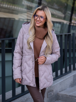 PROMOCJA. KURTKA pikowana ze ściągaczem LAYLA - beige