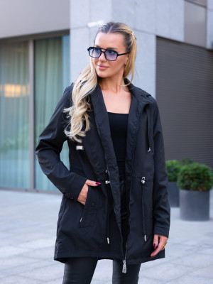 PROMOCJA. KURTKA parka z kieszeniami na guzik ELSA - black