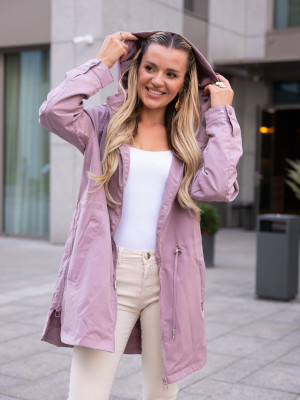 PROMOCJA. KURTKA parka z naszywką na kieszeni LUNA - blush