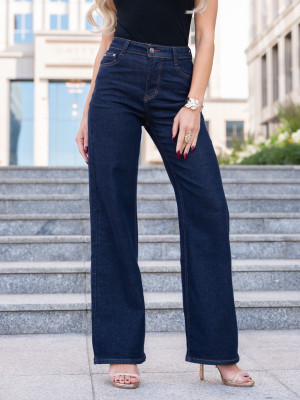Szerokie JEANSY z wysokim stanem CELINE - navy