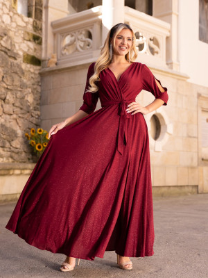 Sukienka brokatowa maxi Charlotte - bordo