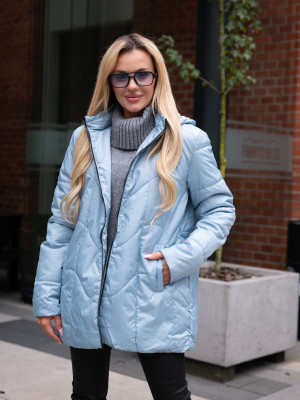 PROMOCJA. Pikowana KURTKA z kapturem KATHERINE - baby blue