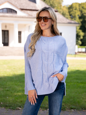 PROMOCJA. SWETER oversize z warkoczem CLAIRE - lila