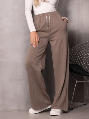 Szerokie SPODNIE dresowe z przeszyciami RAINA - beige